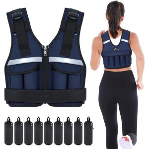 Sportneer Adjustable Weighted Vest Weights: 2-18 lbs/2-40 lbs Washable Weight Vest for Walking 16 In 1 Fast Adjust Rucking Vest for Women and Men Home Gym Running Jogging Strength Training Vests(Blue)