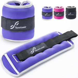 Sportneer Ankle Weights Wrist Weights Pair of 1/2/4/6/10 LBS for Men Women Kids Strength Training Wrist and Ankle Weights Set with Reflective Strips for Dancing Running Walking Fitness Workout Gym(Purple)