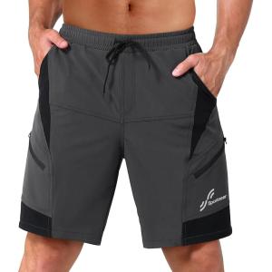 Sportneer Bike Shorts for Men: 3D Padded Lightweight Riding Biking Cycling Mountain Bike Shorts for Men with Zipper Pockets(Dark Grey)
