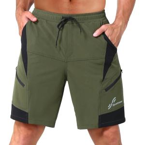 Sportneer Bike Shorts for Men: 3D Padded Lightweight Riding Biking Cycling Mountain Bike Shorts for Men with Zipper Pockets(Green)