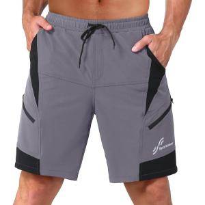Sportneer Bike Shorts for Men: 3D Padded Lightweight Riding Biking Cycling Mountain Bike Shorts for Men with Zipper Pockets(Grey)