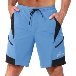 Sportneer Bike Shorts for Men: 3D Padded Lightweight Riding Biking Cycling Mountain Bike Shorts for Men with Zipper Pockets(Turquoise)