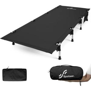 Sportneer Camping Cot, Folding Cots Lever Lock Portable Lightweight Sleeping Camping Bed for Adults Outdoor Travel Backpacking Camp Hiking Supports 330lbs