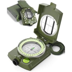 Sportneer Compass: Accurate Durable Lightweight Orienteering Compass with Strap and Carrying Case, Glow in The Dark Waterproof Hiking Essentials for Camping Backpacking, Best Survival Gifts for Kids(Camouflage)
