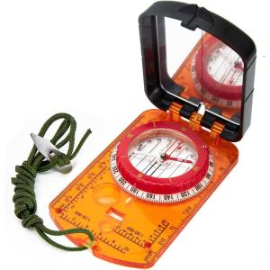 Sportneer Compass Hiking Survival Compass with Mirror Orienteering Compass Boy Scout Compass for Kids Gifts Hiking Camping Backpacking Map Navigation(Orange)