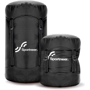 Sportneer Compression Sack, 13L/20L/40L/50L Sleeping Bag Stuff Sack, Tear-Resistant Ultralight Sleeping Bag Compression Sack-Space Saving Gear for Camping Hiking Travel(Black)