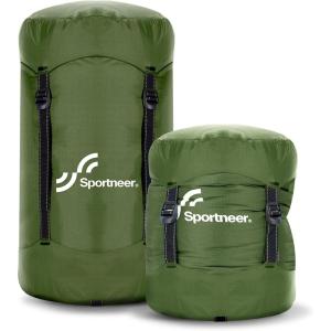 Sportneer Compression Sack, 13L/20L/40L/50L Sleeping Bag Stuff Sack, Tear-Resistant Ultralight Sleeping Bag Compression Sack-Space Saving Gear for Camping Hiking Travel(Army Green)