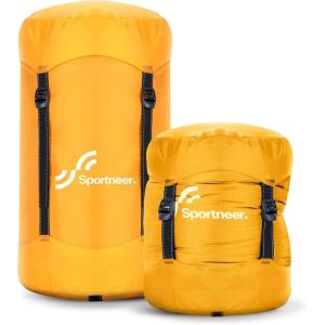 Sportneer Compression Sack, 13L/20L/40L/50L Sleeping Bag Stuff Sack, Tear-Resistant Ultralight Sleeping Bag Compression Sack-Space Saving Gear for Camping Hiking Travel(Orange)
