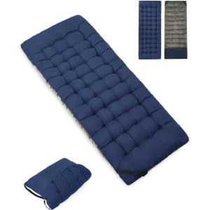 Sportneer Cot Mattress: 2″ Thick Soft Comfortable Camping Cot Mattress Pad for Sleeping – 75”x28”Cot Mattress Topper with Fix Straps for Single Bed/Camp Cot/Rv Bunk(Blue)