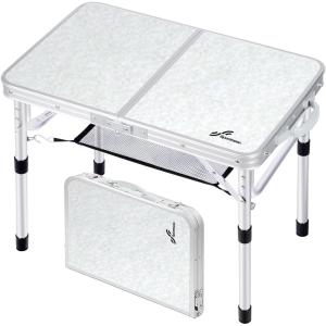 Sportneer Folding Table: Adjustable Height Camping Essentials 35.4″ L x 23.6″ W 2 Height with Mesh Layer – Compact & Portable Small Folding Table for Outdoor Camp Garden Picnic BBQ Dining Cooking(White)