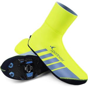 Sportneer Shoe Covers: Neoprene Waterproof and Windproof Shoes Covers for Rain – Winter Thermal Warmers Overshoes Bike Shoe Cover for Road Bike Mountain Bike, No Zip Closure Design – Large