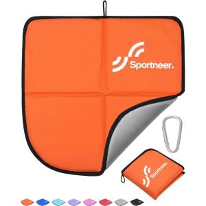 Sportneer Sitting Pad, Lightweight Waterproof Folding Seat Pad for Backpacking, 15.75” x 15.75” Portable Camping Seat Mat for Hiking, Picnics & Outdoor Use(Orange)