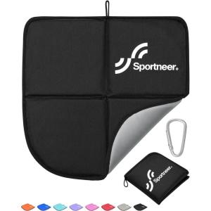 Sportneer Sitting Pad, Lightweight Waterproof Folding Seat Pad for Backpacking, 15.75” x 15.75” Portable Camping Seat Mat for Hiking, Picnics & Outdoor Use(Black)