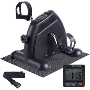 Sportneer Under Desk Bike Pedal Exerciser, Mini Exercise Bike Portable Peddler Sitting for Seniors with LCD Display Arm & Leg Bike Pedals Exerciser with Anti-Skid Mat for Home Office(Black)