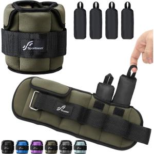 Sportneer Upgrade Adjustable Ankle and Wrist Weights for Women and Men 1-7 lbs / 1-10 lbs Set | Comfortable, Secure Fit for Walking, Running, Fitness, Physical Therapy, Home Gym(Army Green)