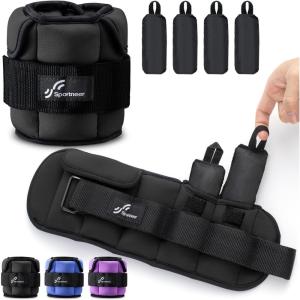 Sportneer Upgrade Adjustable Ankle and Wrist Weights for Women and Men 1-7 lbs / 1-10 lbs Set | Comfortable, Secure Fit for Walking, Running, Fitness, Physical Therapy, Home Gym(Black)