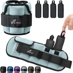 Sportneer Upgrade Adjustable Ankle and Wrist Weights for Women and Men 1-7 lbs / 1-10 lbs Set | Comfortable, Secure Fit for Walking, Running, Fitness, Physical Therapy, Home Gym(Light Blue)