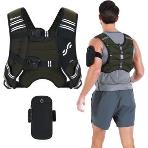 Sportneer Weighted Vest Woman: 8lb/12lb/15lb/20lb/25lb Weight Vest for Walking with Phone Bag, Adjustable Women Weighted Vest for Running Rucking Vest for Jogging Strength Training Weight Loss(Green)