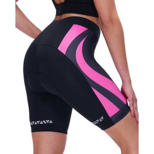 Sportneer Women Padded Bike Shorts – Bicycle Cycling Shorts for Womens Biking 4D Gel Padding for Mountain Bike and Road Bike(Black-pink)