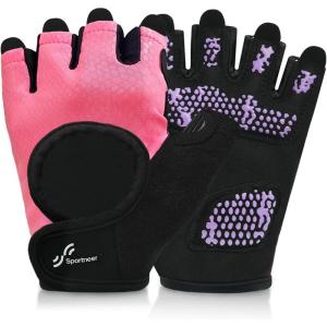 Sportneer Workout Gloves for Men & Women, Full Palm Protection Breathable Exercise Gloves w/Curved Open Back, Lightweight Fitness Gloves for Pull Up, Dumbbells, Yoga, Gym, Cycling, Rowing(Large)