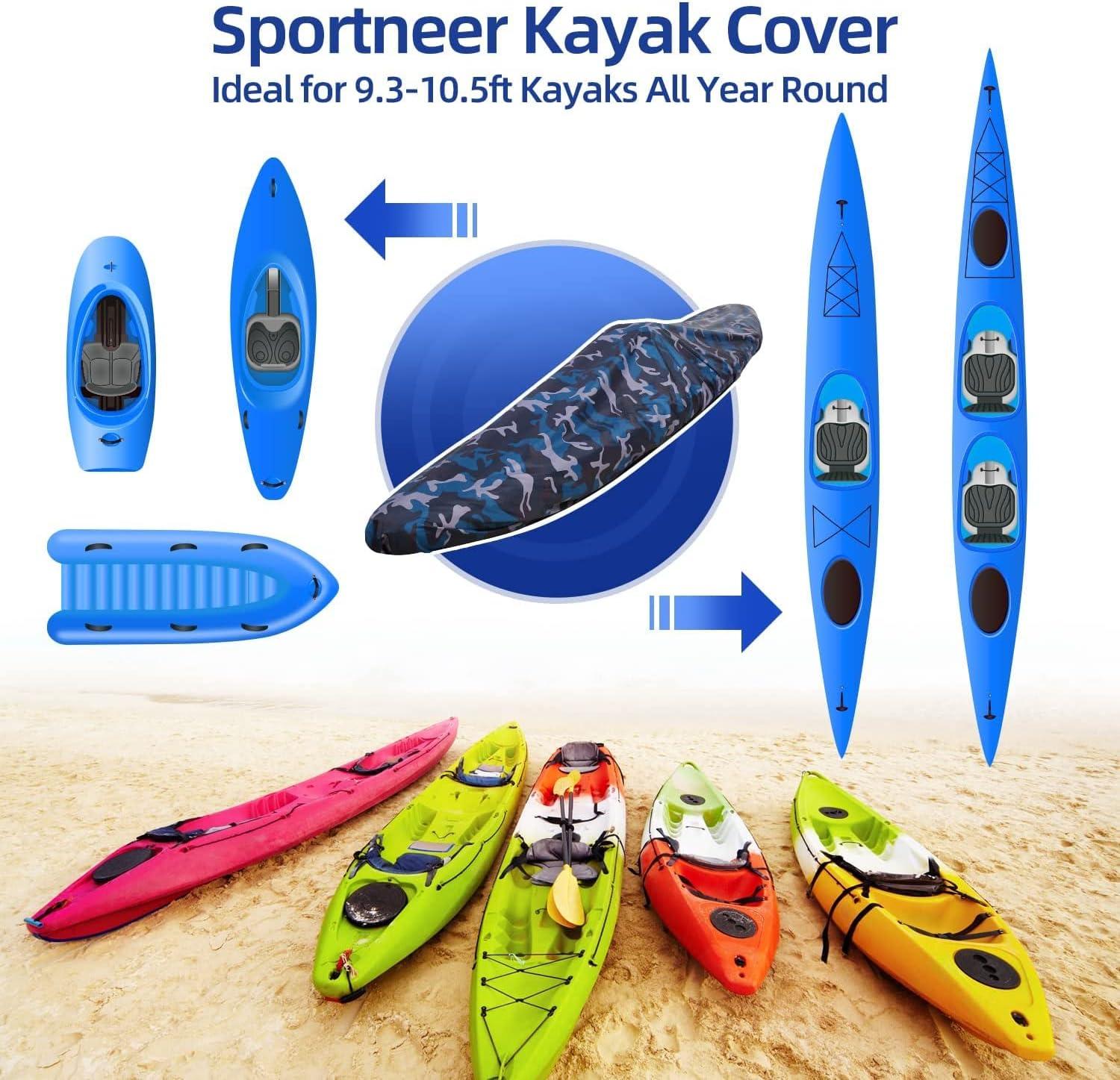 image:imageKayak Cover 93105ft Sportneer Waterproof Boat Covers Kayak Cockpit Cover for Outdoor Storage 300D Dust Canoe CoverUV Sunblock Shield Protector Kayak Canoe Cockpit Accessories for Indoor Outdoor