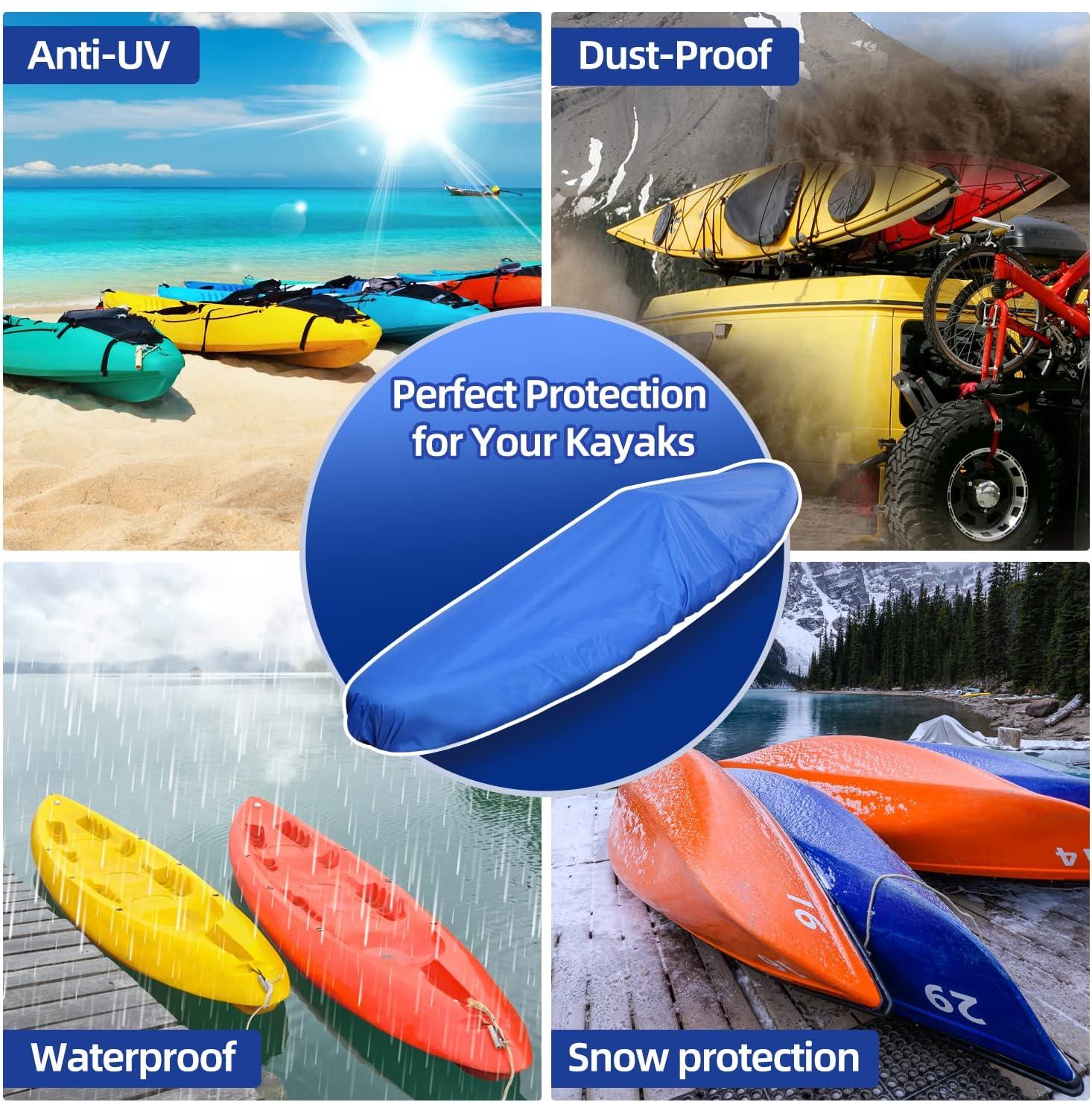 image:imageKayak Cover Sportneer Waterproof Kayak Covers 93105ft Kayak Cover UV Sunblock Shield Protector Kayak Canoe Boat for Indoor Outdoor Storage with Storage Bag 3 Adjustable Bands