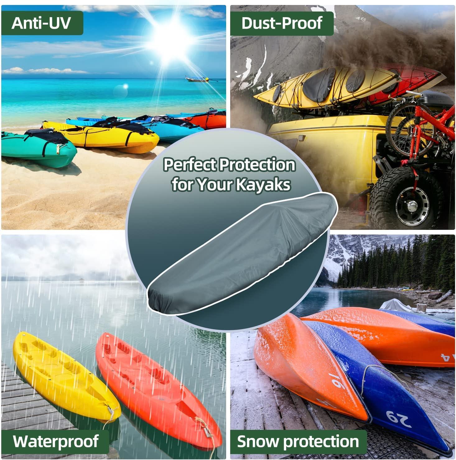 image:imageKayak Cover Sportneer Waterproof Kayak Covers for Outdoor Storage 93105ft Kayak Cover UV Sunblock Shield Protector Kayak Canoe Boat Accessories for Outdoor with Storage Bag 3 Adjustable Bands