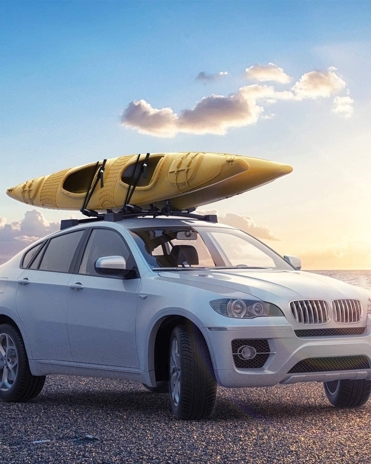 image:imageKayak Roof Rack Sportneer Kayak Car Rack for 2 Kayaks 2 in 1 Folding Aluminum Kayak Carrier J Bar with Paddle Holder for Canoe SUP Kayaks Surfboard Ski Board Rooftop Mount on SUV Car Truck