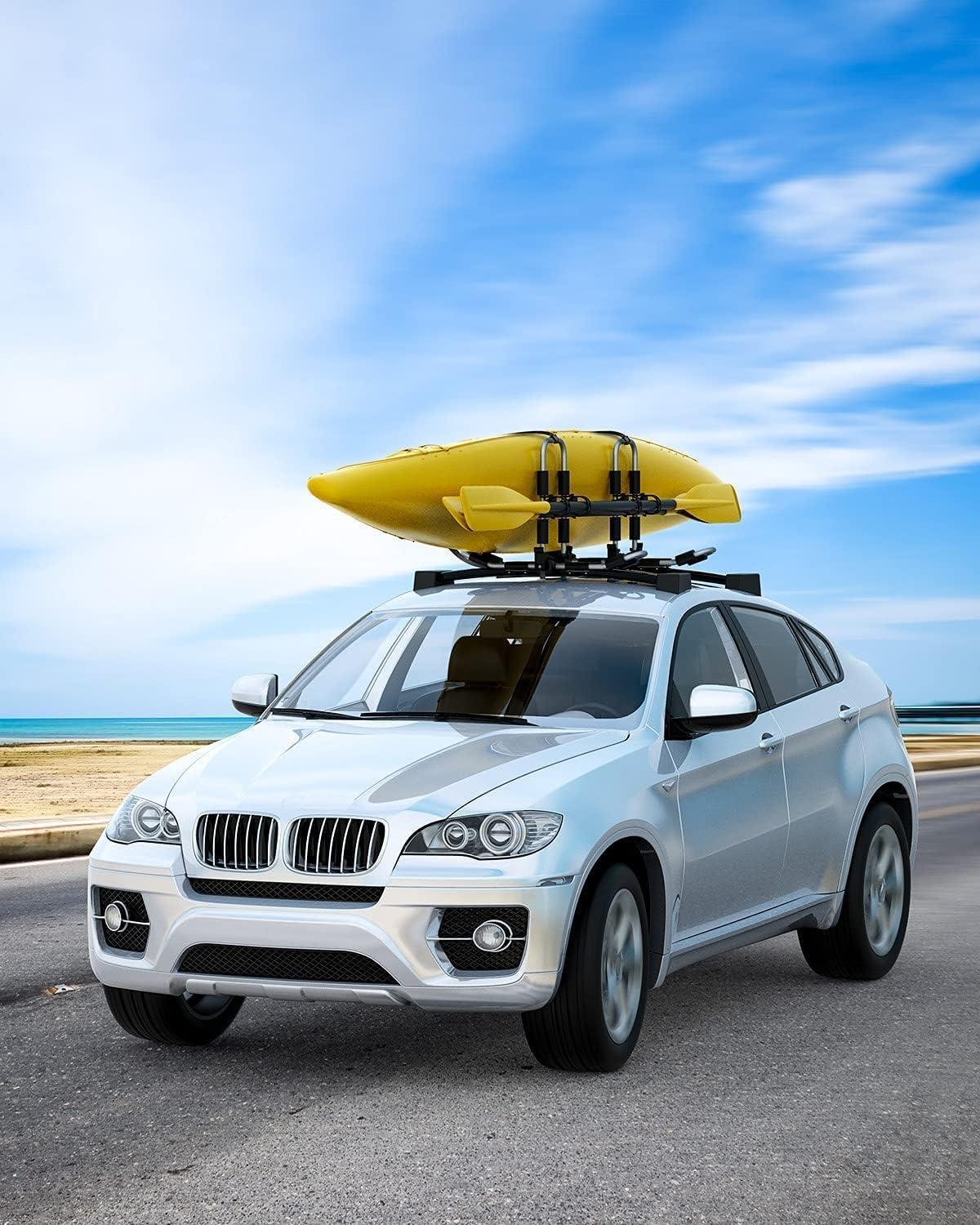 image:imageKayak Roof Rack Sportneer Kayak Car Rack for 2 Kayaks 2 in 1 Folding Aluminum Kayak Carrier J Bar with Paddle Holder for Canoe SUP Kayaks Surfboard Ski Board Rooftop Mount on SUV Car Truck
