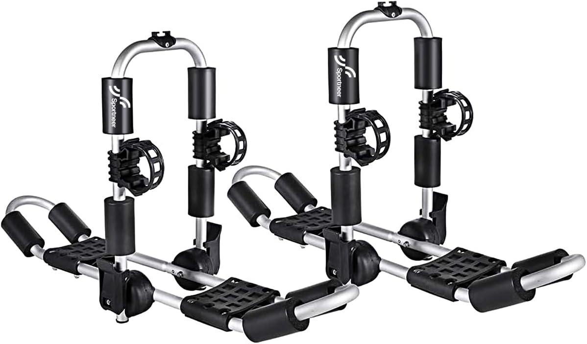 image:imageKayak Roof Rack Sportneer Kayak Car Rack for 2 Kayaks 2 in 1 Folding Aluminum Kayak Carrier J Bar with Paddle Holder for Canoe SUP Kayaks Surfboard Ski Board Rooftop Mount on SUV Car Truck