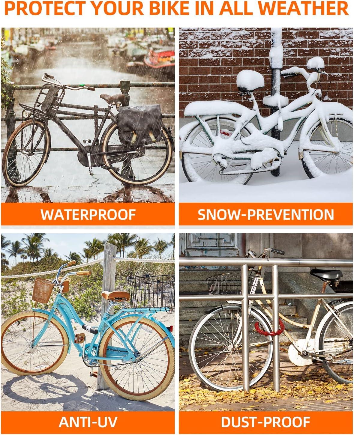 image:imageOhuhu Bike Cover Waterproof Outdoor Storage Bicycle Covers with Lock Hole for Mountain and Road Bikes Rain Sun Wind UV Proof