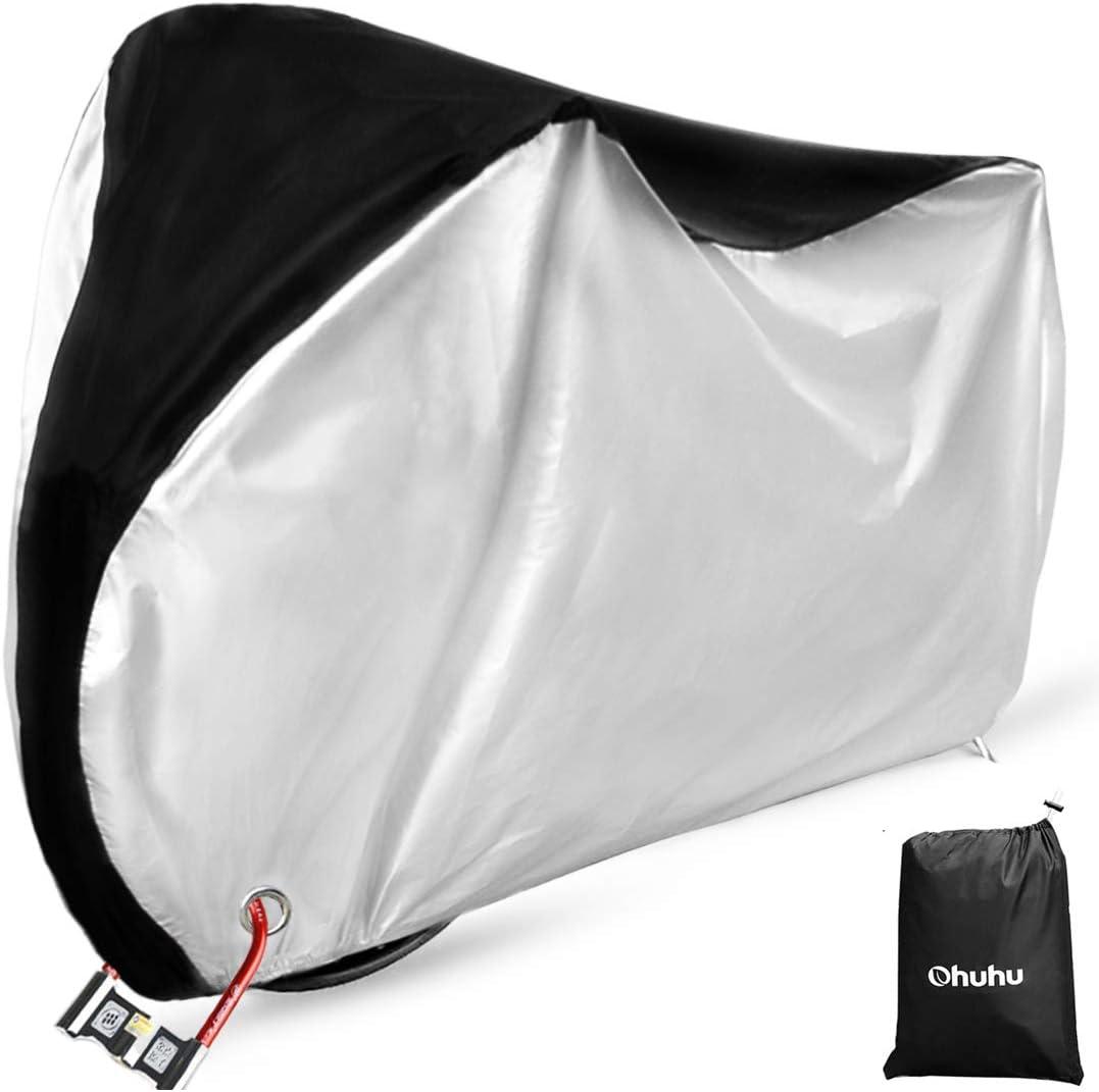 image:imageOhuhu Bike Cover Waterproof Outdoor Storage Bicycle Covers with Lock Hole for Mountain and Road Bikes Rain Sun Wind UV Proof