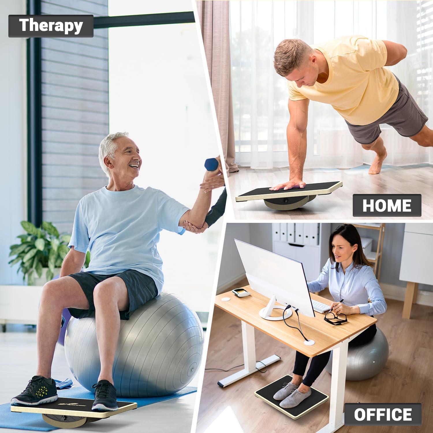 image:imageSportneer 2in1 Balance Board Adjustable Wobble amp Slant Board for Core Strength Stretching Rehab Standing Desk Home Gym WorkoutBlack