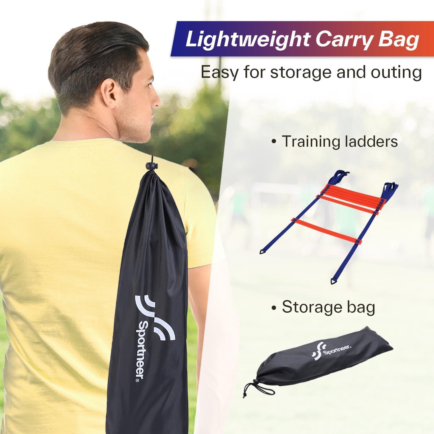image:imageSportneer Agility Ladder Speed Training Set 12 Rungs 20ft Detachable Exercise Ladders in 2pcs 6 rungs Each with Ground Stakes for Soccer Football Footwork Training Ladder with Carry BagOrange