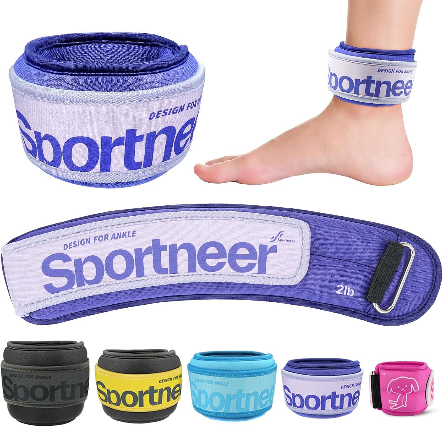 image:imageSportneer Ankle Weights 051235 LBS 1 Pair Wrist Leg Arm Weights for Women Men Kids Child with Adjustable Straps Strength Weighted for Jogging Running Walking Fitness Gym WorkoutPurple