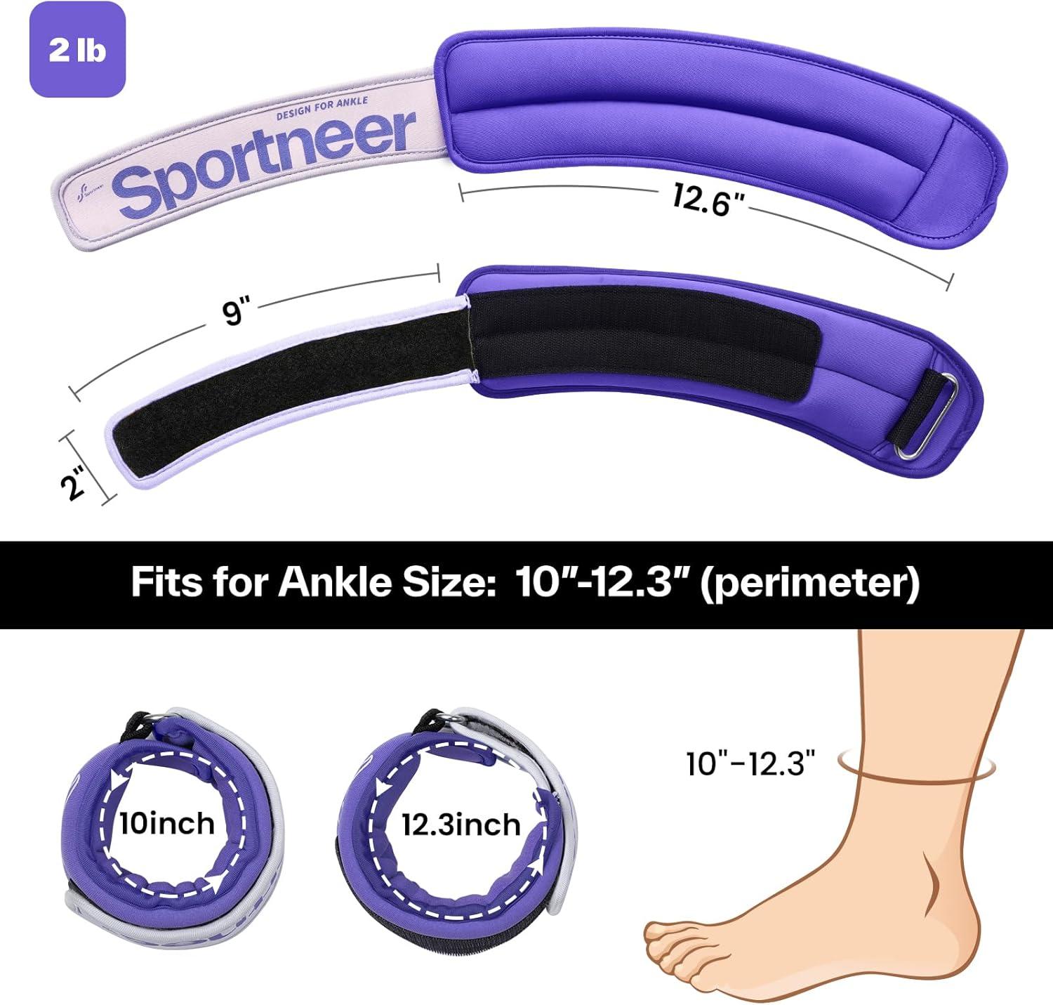 image:imageSportneer Ankle Weights 051235 LBS 1 Pair Wrist Leg Arm Weights for Women Men Kids Child with Adjustable Straps Strength Weighted for Jogging Running Walking Fitness Gym WorkoutPurple