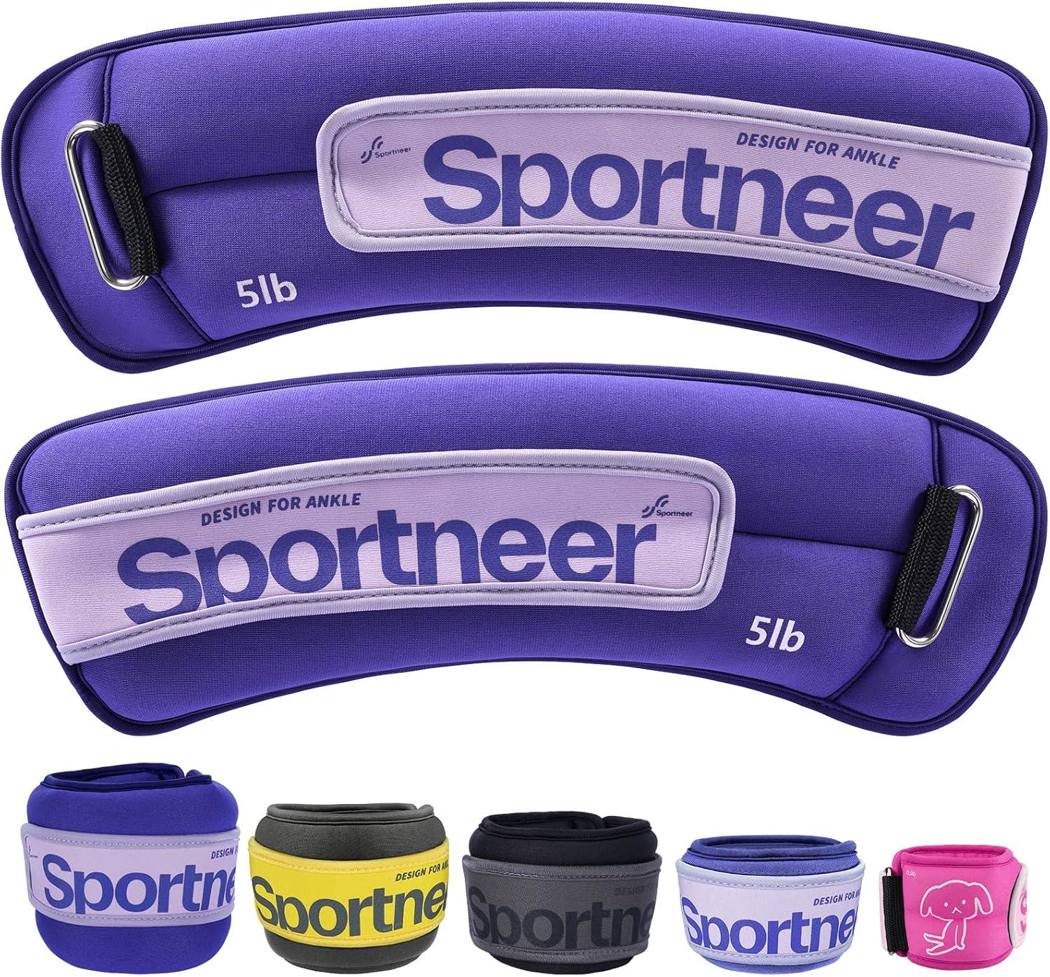 image:imageSportneer Ankle Weights 051235 LBS 1 Pair Wrist Leg Arm Weights for Women Men Kids Child with Adjustable Straps Strength Weighted for Jogging Running Walking Fitness Gym WorkoutPurple