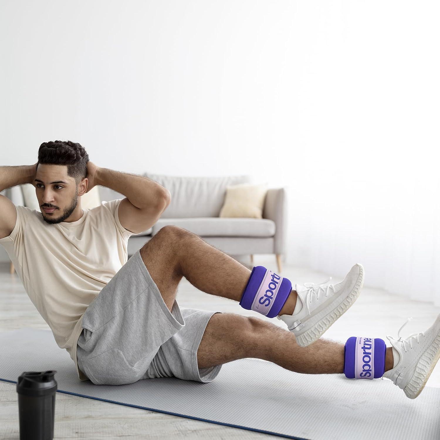 image:imageSportneer Ankle Weights 051235 LBS 1 Pair Wrist Leg Arm Weights for Women Men Kids Child with Adjustable Straps Strength Weighted for Jogging Running Walking Fitness Gym WorkoutPurple