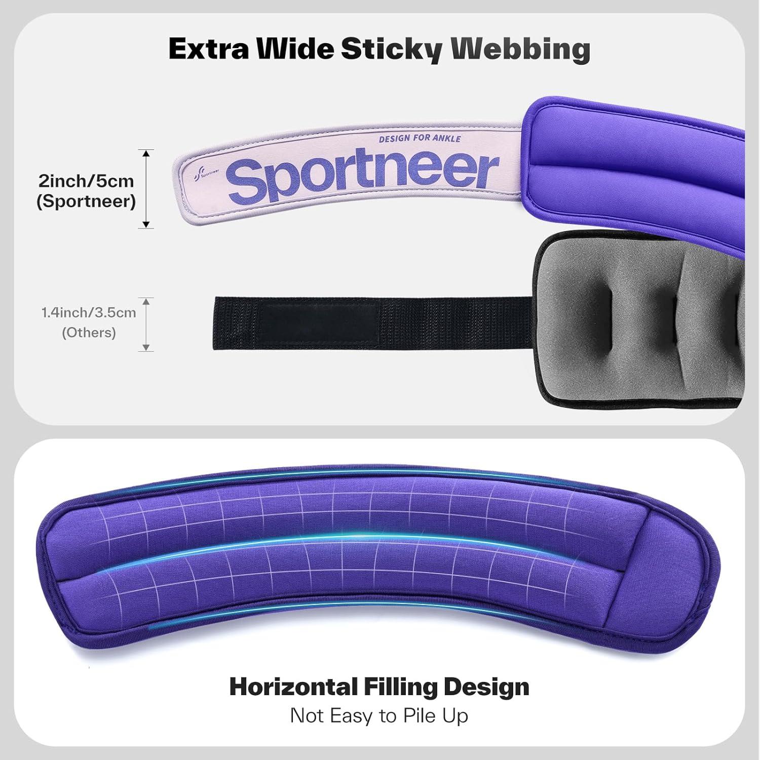 image:imageSportneer Ankle Weights 051235 LBS 1 Pair Wrist Leg Arm Weights for Women Men Kids Child with Adjustable Straps Strength Weighted for Jogging Running Walking Fitness Gym WorkoutPurple