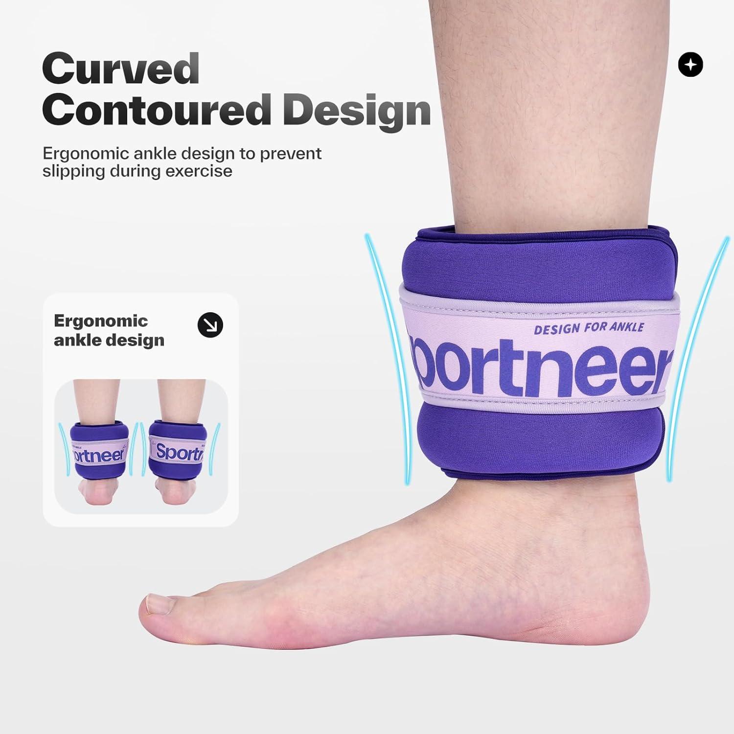 image:imageSportneer Ankle Weights 051235 LBS 1 Pair Wrist Leg Arm Weights for Women Men Kids Child with Adjustable Straps Strength Weighted for Jogging Running Walking Fitness Gym WorkoutPurple