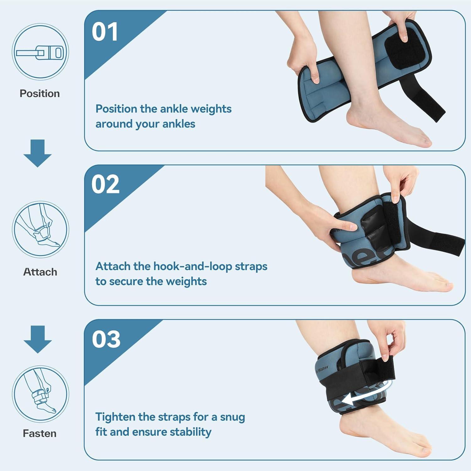 image:imageSportneer Ankle Weights for Men Women Kids Strength Training10 lbsPair Leg Weights Set Comfortable and Soft Perfect for Dancing Running Walking Fitness WorkoutGrayblue