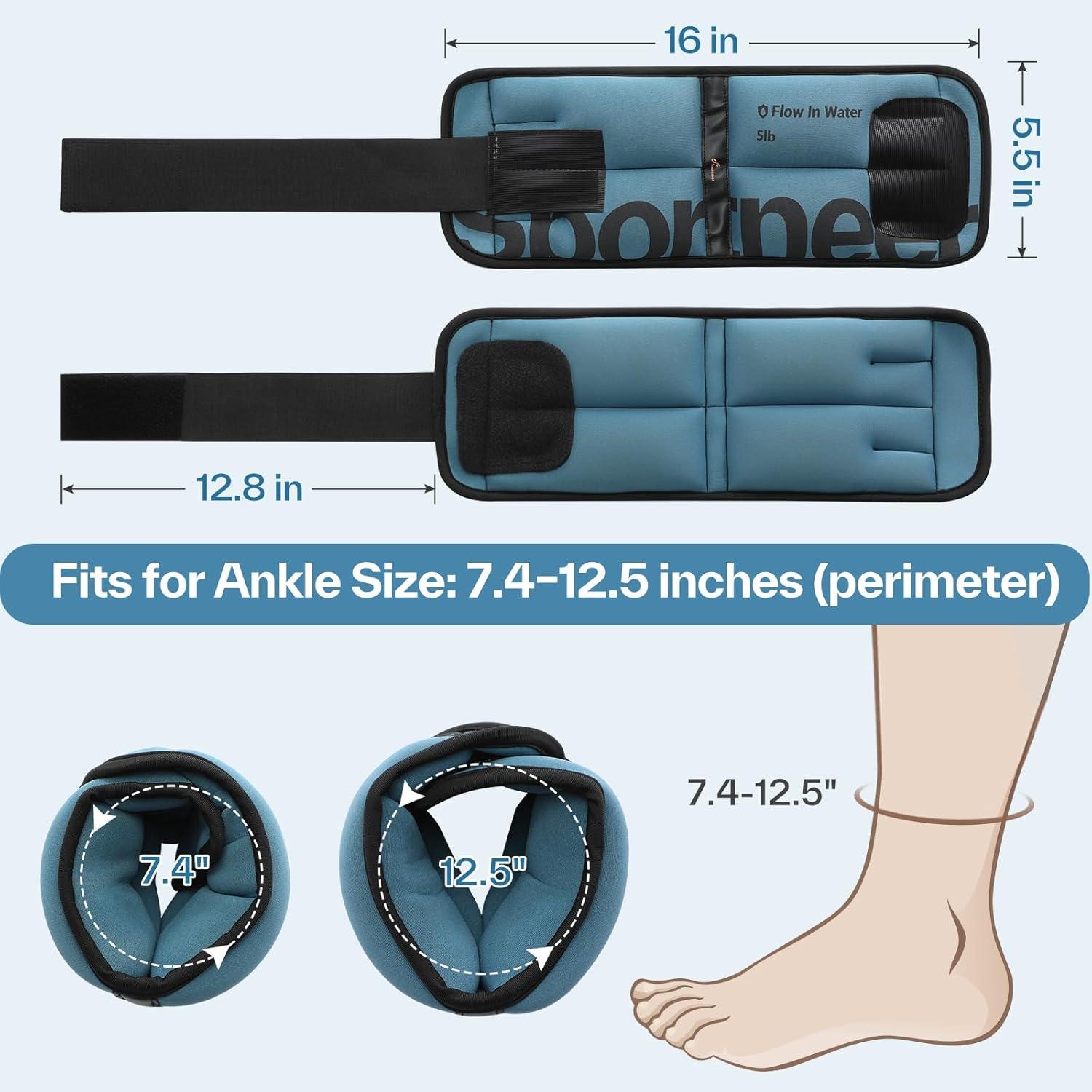 image:imageSportneer Ankle Weights for Men Women Kids Strength Training10 lbsPair Leg Weights Set Comfortable and Soft Perfect for Dancing Running Walking Fitness WorkoutGrayblue