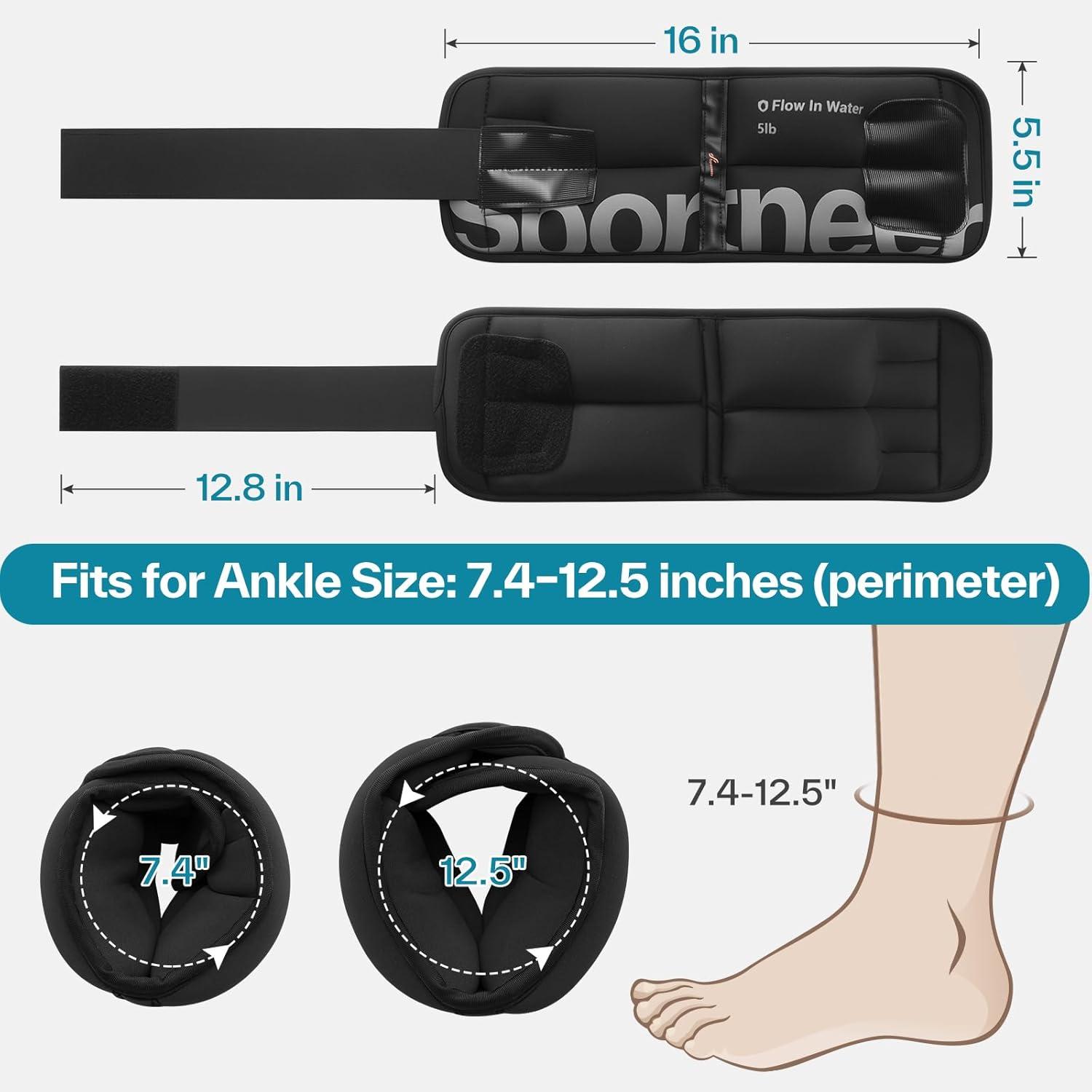 image:imageSportneer Ankle Weights for Men Women Kids Strength Training10 lbsPair Leg Weights Set Comfortable and Soft Perfect for Dancing Running Walking Fitness WorkoutBlack