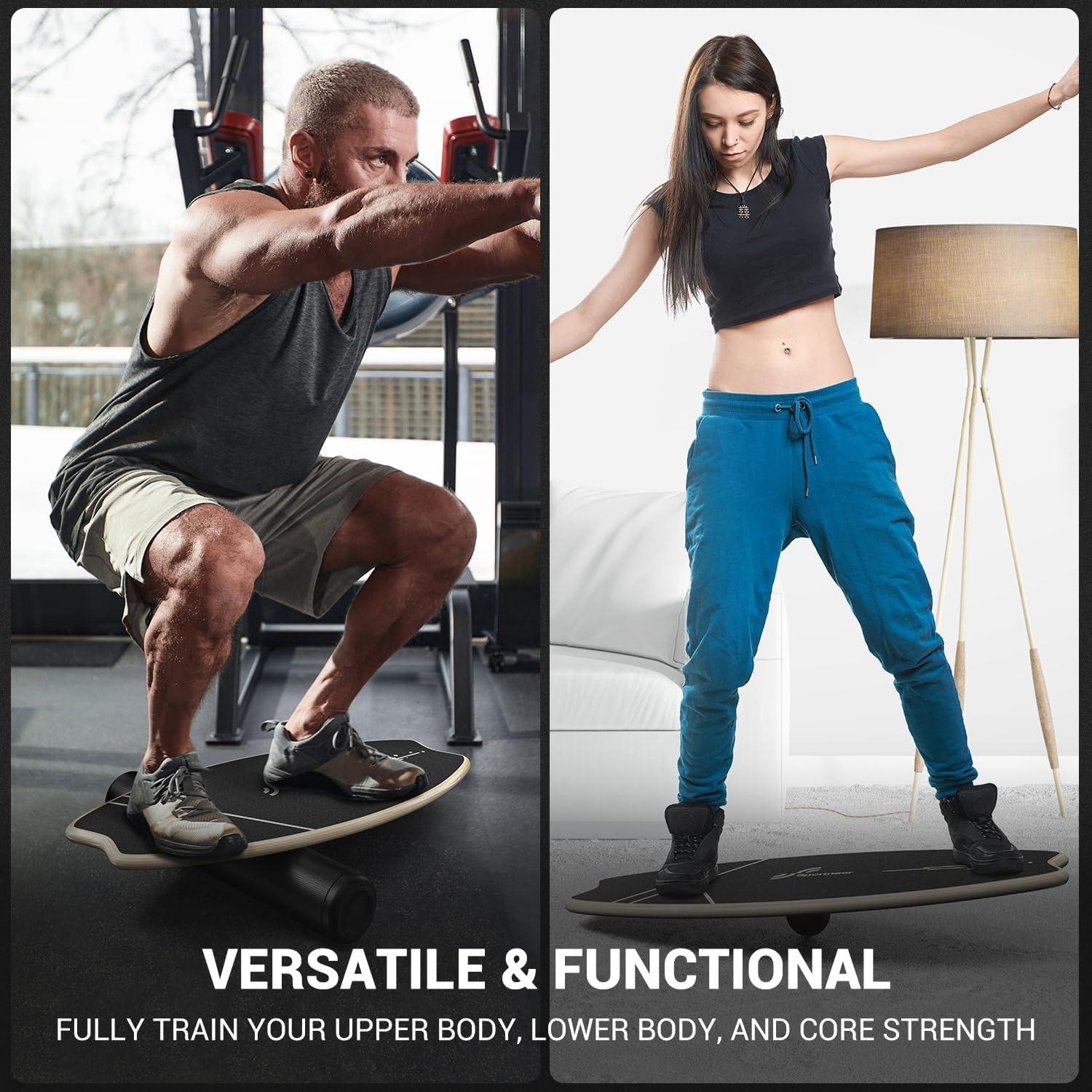 image:imageSportneer Balance Board 7 Modes Wobble Board with Adjustable Stoppers Exercise Balancing Stability Trainer for Improve Balance Surf Trainer amp Physical Therapy Roller and 28 Ball IncludedYellow Black