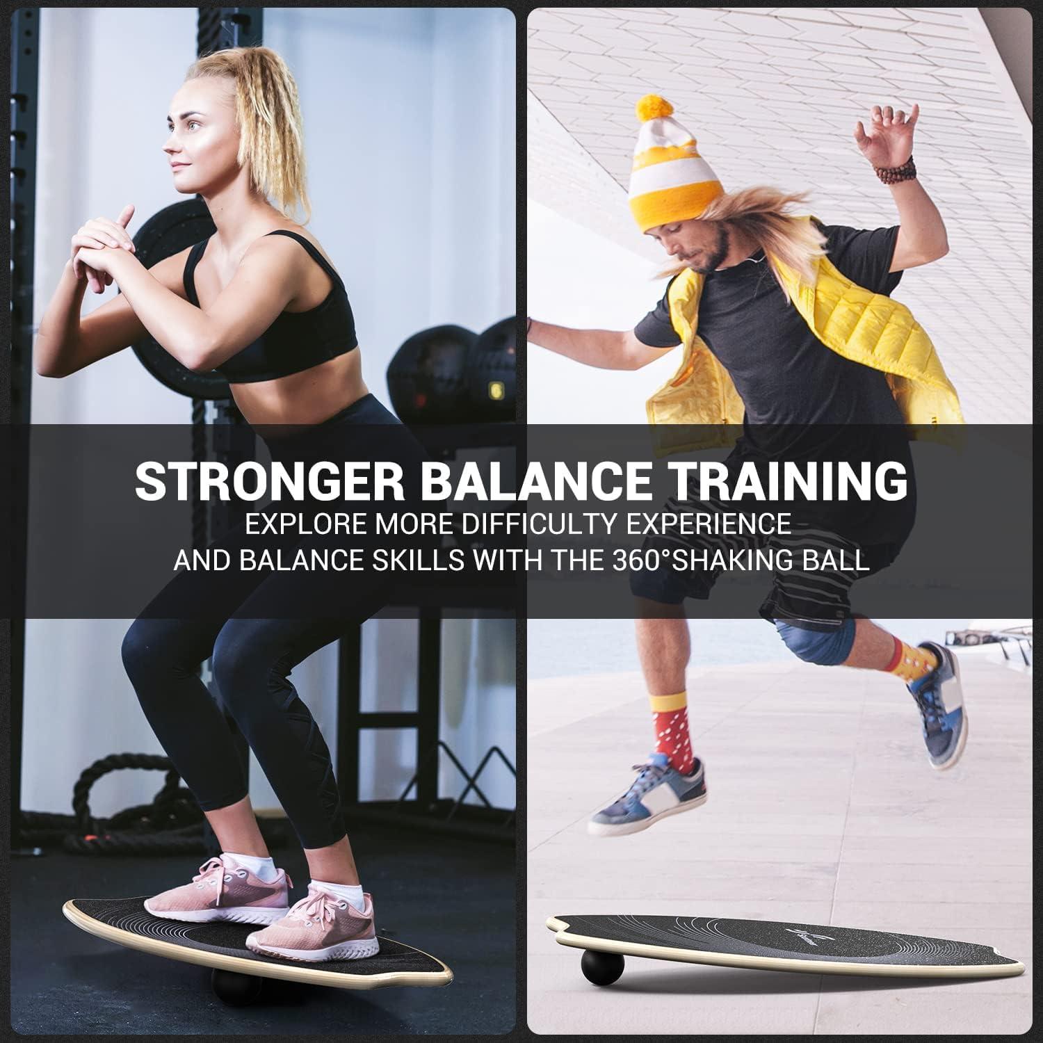 image:imageSportneer Balance Board 7 Modes Wobble Board with Adjustable Stoppers Exercise Balancing Stability Trainer for Improve Balance Surf Trainer amp Physical Therapy Roller and 28 Ball IncludedLight Purple Black