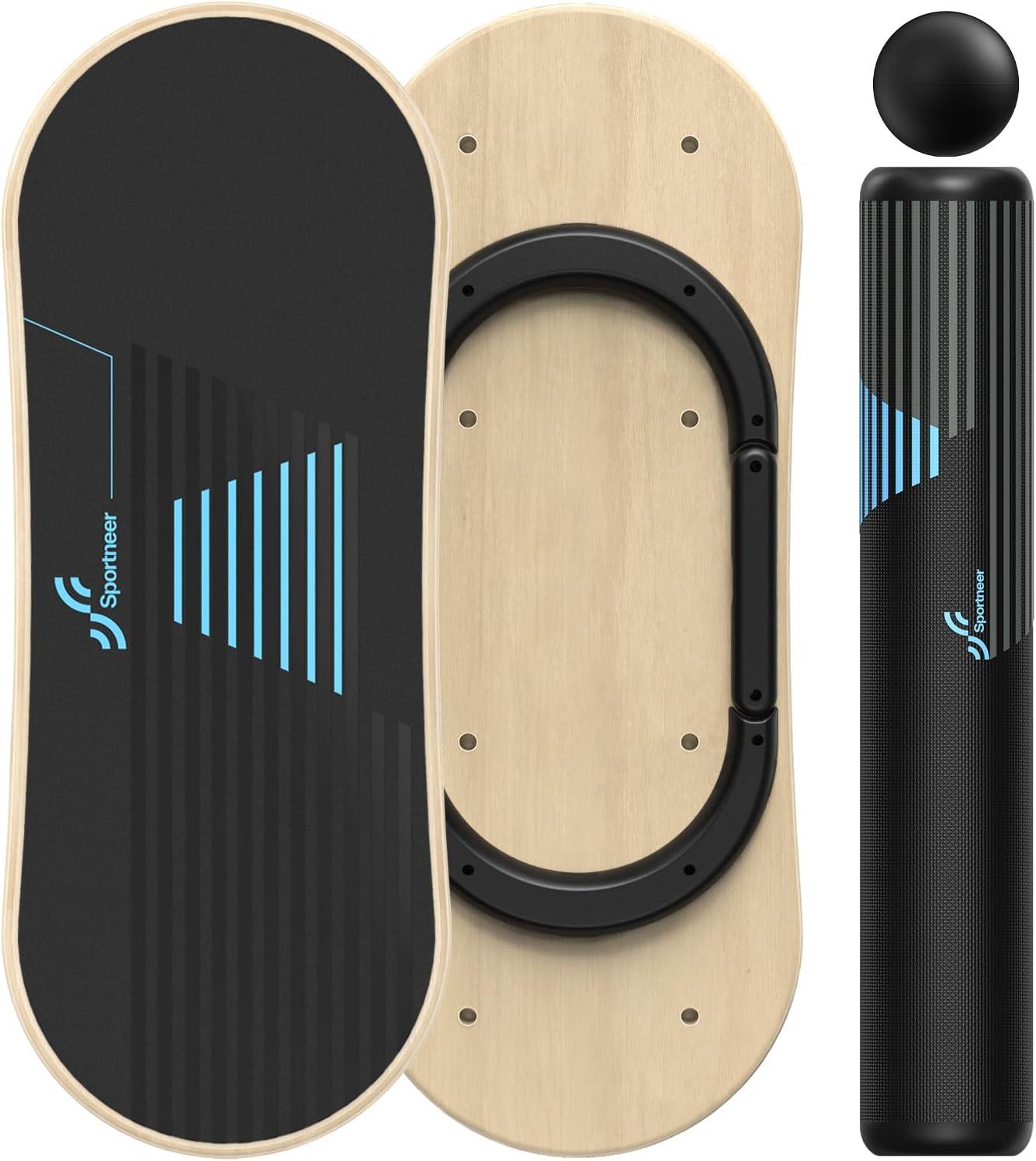 image:imageSportneer Balance Board 7 Modes Wobble Board with Adjustable Stoppers Exercise Balancing Stability Trainer for Improve Balance Surf Trainer amp Physical Therapy Roller and 28 Ball IncludedBlue
