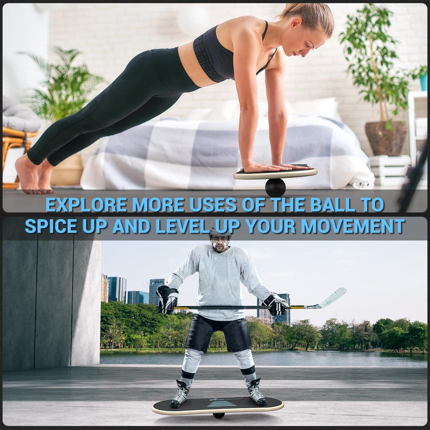 image:imageSportneer Balance Board 7 Modes Wobble Board with Adjustable Stoppers Exercise Balancing Stability Trainer for Improve Balance Surf Trainer amp Physical Therapy Roller and 28 Ball IncludedBlue