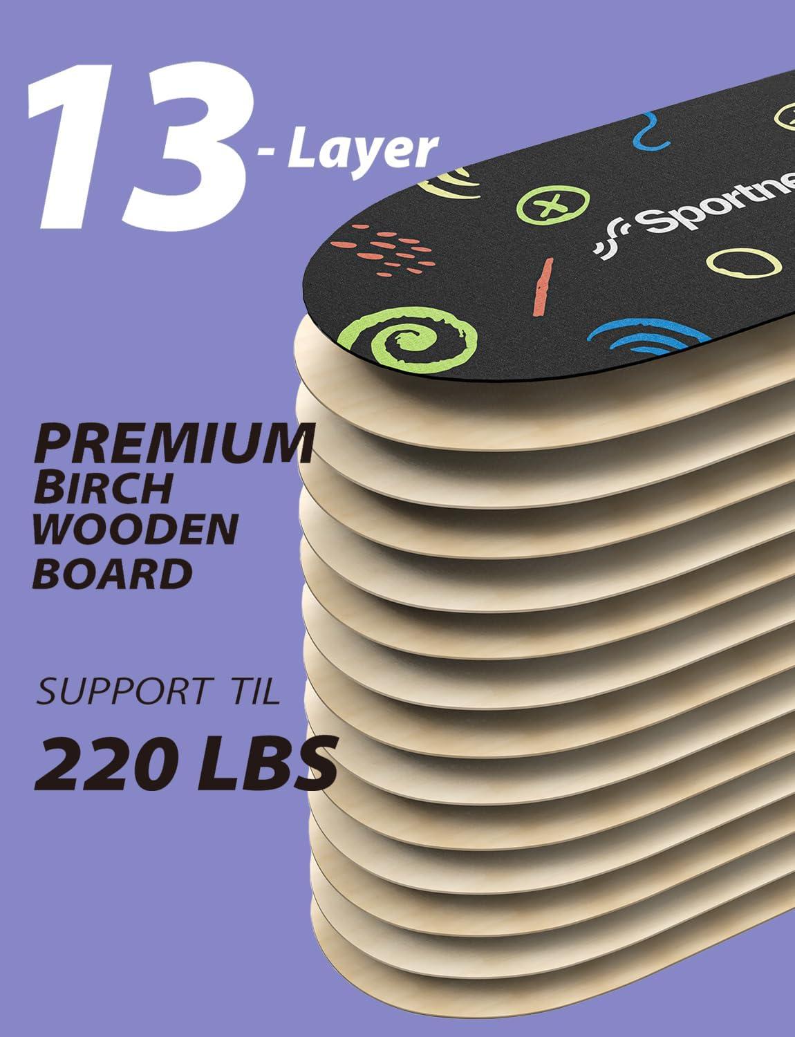 image:imageSportneer Balance Board Kids Wooden Wobble Board for Kids Safe and Sturdy Balance Trainer Kids Balance Board for 35 612 With Semicircular Wobble Blocks