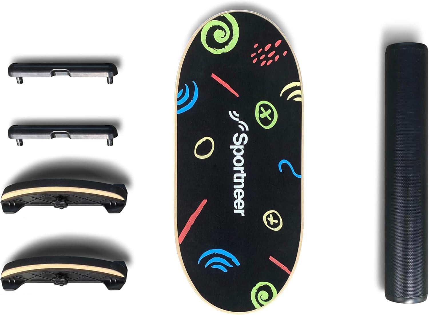 image:imageSportneer Balance Board Kids Wooden Wobble Board for Kids Safe and Sturdy Balance Trainer Kids Balance Board for 35 612 With Semicircular Wobble Blocks