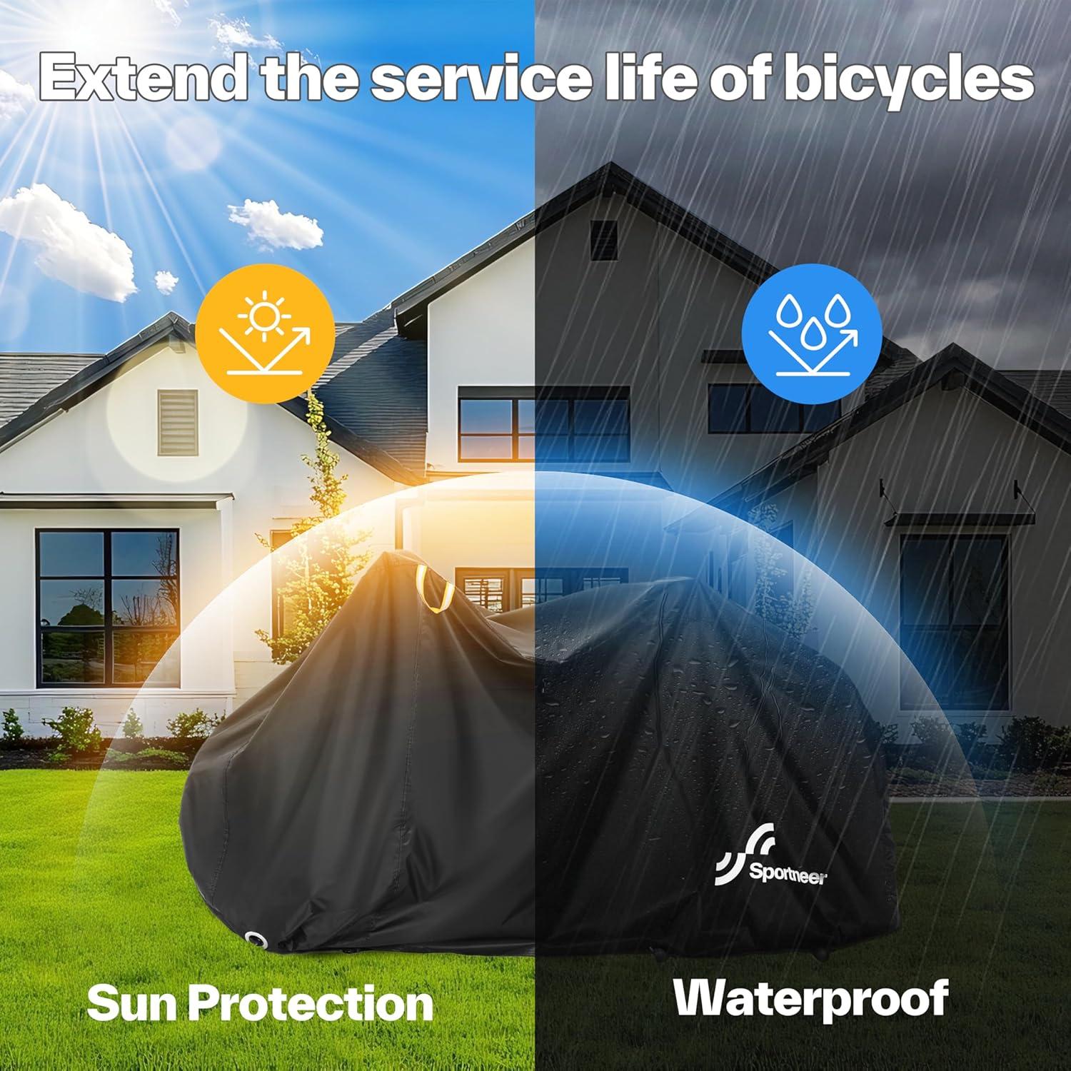 image:imageSportneer Bike Cover 190T Waterproof Outdoor Bicycle Covers for Preventing Rain Sun UV Dust Wind with Antitheft Lock Holes and Storage Bag for Mountain Road Electric BikePolyester210T